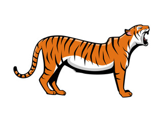 Tiger Roar Vector Cartoon Illustration Mascot Logo Isolated on a White Background