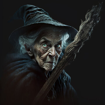 Witch with a staff AI Generative	
