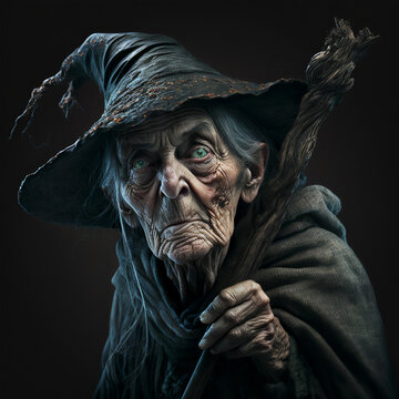 Witch with a staff AI Generative	