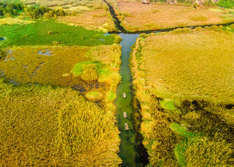Aerial view of Van Long Natural Reserve, Vietnam
