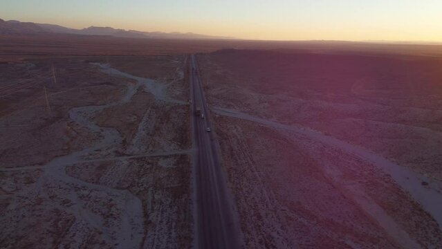 Aerial shot of Baluchistan RCD road during the sunset time. 