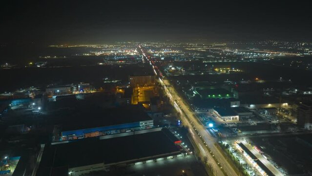 Aerial hyperlapsehsot of Iuliu Maniu Boulevard in Bucharest