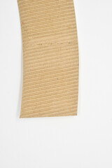 closeup brown paper cardboard textured on white background