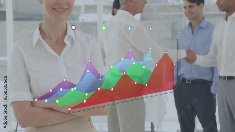 Canvas Prints Animation of financial data processing over diverse business people in office