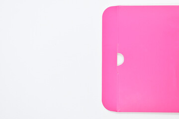 pink paper box on white background, package for design