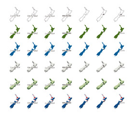 ニュージーランド（オセアニア）イラストセット