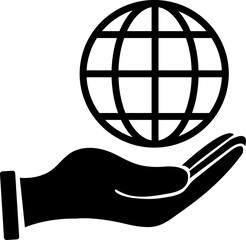 hand and globe icon, save earth symbol vector illustration design element.eps