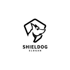dog in a shield icon logo design illustration 2