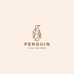 Geometric penguin logo design template