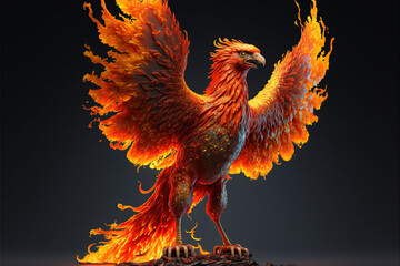 3D illustration of Phoneix, Fire, Mythical Creature. (ai generated)
