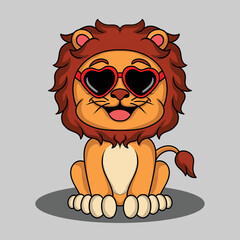 artwork illustration and t shirt design cute animal character design lion with glasses