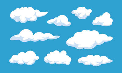 Set of Cartoon cloud vector illustration, Cloud vector graphic clipart design