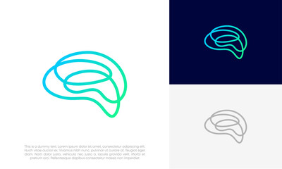 brain simple line logo design vector