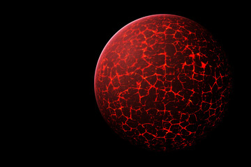 Lava exoplanet on a dark background. Elements of this image furnished by NASA
