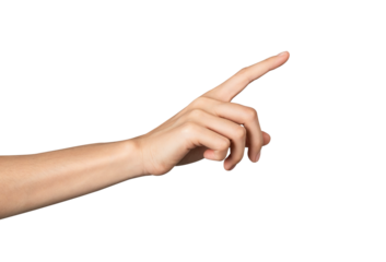 Hand pointing at screen on background. PNG format file.
