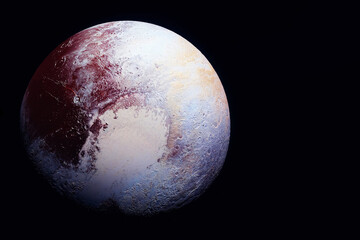 Planet Pluto on a dark background. Elements of this image furnished by NASA
