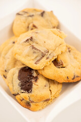 Fresh-baked Chocolate Chunk Cookies made with brown sugar and milk chocolate.