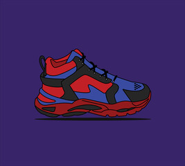 sneaker shoe vector. Flat design concept, vector illustration. Sneakers in a colorful flat style. sneakers viewed from the side, stylish sneakers.