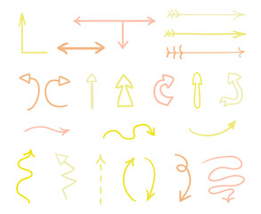 Hand drawn infographic elements on white. Abstract multicolored arrows. Line art. Colorful illustration. Doodles for artwork