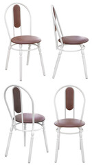 Stool for a home or cafe. An element of the interior. Isolated from the background. In different angles