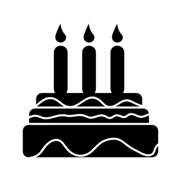 Birthday cake element in flat simple style on white background..eps