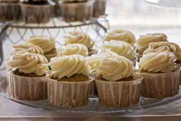 Cupcakes with White Cream. Wedding Cupcakes.