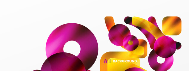 Metallic shiny geometric surfaces, round shapes and circles. Digital web futuristic template for wallpaper, banner, background, card, book Illustration, landing page