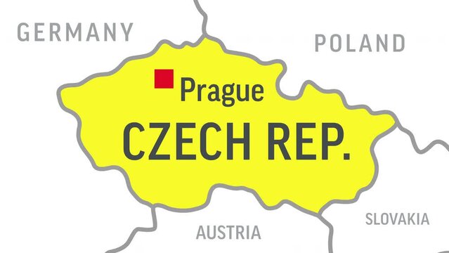 Czech Republic Map. Zoom on World Map. 4k Video Footage. Motion Graphics