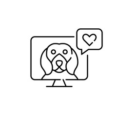 Beagle dog giving positive feedback. Like notification message. Pixel perfect, editable stroke icon