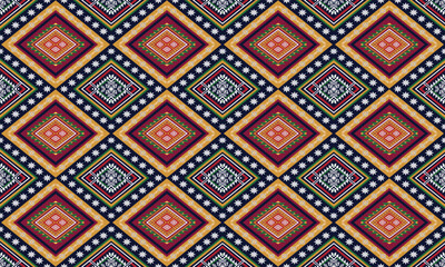 Abstract geometric ethnic pattern design for clothing, fabric, background, wallpaper, wrapping, batik. Knitwear, Pixel pattern, Embroidery style. Vector illustration