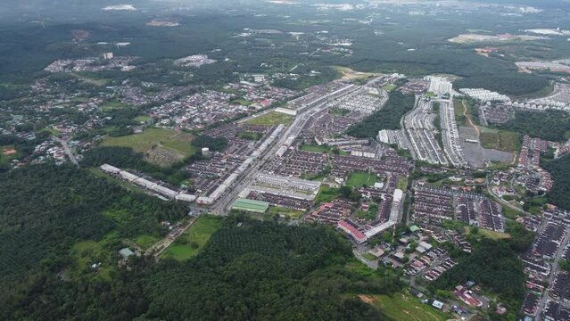 Aerial view Machang Bubuk residential area at suburban area