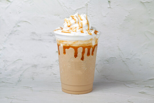 Freshly Made Caramel Macchiato Flavored Frappe