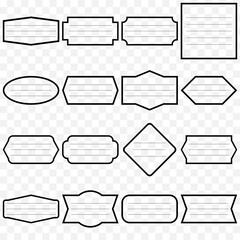 Obraz premium Black labels geometric, Notebook label, Frame for message, Line labels.