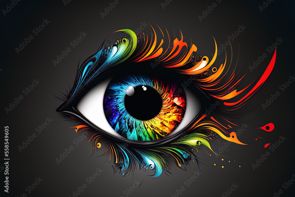 Poster eye shaped backdrop with an abstract design. generative ai