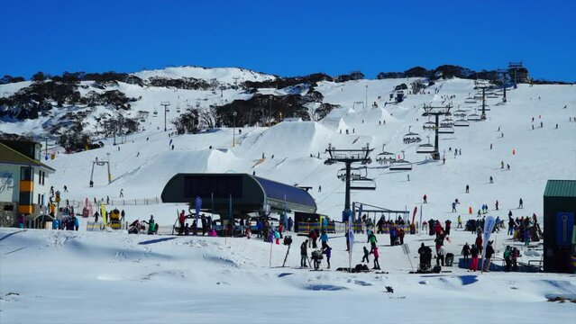 Timelapse Ski Lift Front Valley Perisher Sunny Beautiful Winter Australia Snowy Mountains by Taylor Brant Film