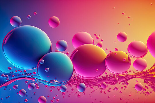 wallpaper with an abstract background and gradient oil bubbles. Generative AI