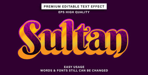 Editable text effect sultan style