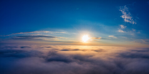 A wonderful dawn above the clouds. Natural background