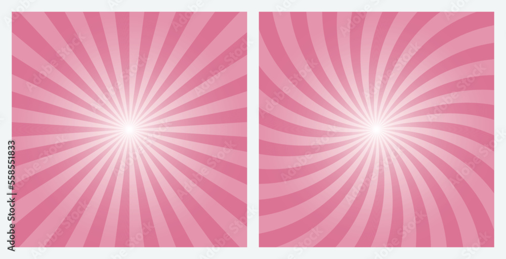 Wall mural pale violet pink rays background. abstract sunburst pattern background set. radial and swirl retro s