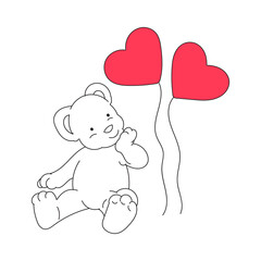 cute doll in valentine day doodle art.