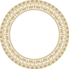 Vector gold round ornament ring of ancient Greece. Classic pattern frame border Roman Empire..