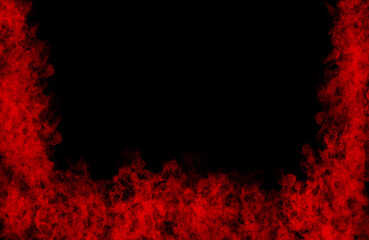Red Fire smoke in black background	