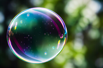 colorful soap bubble flutters in the wind, generative AI