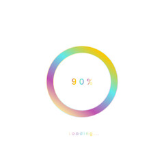 90 percent rainbow loading bar, upload user interface, colorful Futuristic loading symbol.