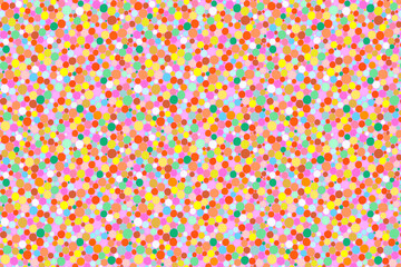 ピンクや緑や黄色などのマルチカラーのランダムな細かい水玉のシームレスパターン