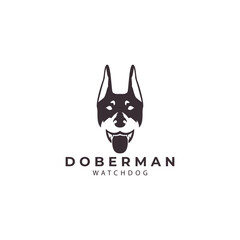 doberman pinscher dog face, retro, pet shop, pet, logo for brand, shop, sticker, t-shirt, design vector illustration