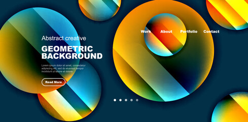 Circles with glossy surface and light and shadow effects abstract background. Template for covers, templates, flyers, placards, brochures, banners