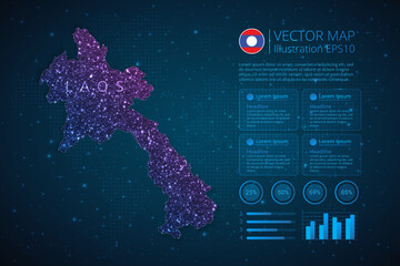 Fototapeta na wymiar Laos map infographics template for diagram, graph, presentation and chart with abstract geometric mesh polygonal light concept on blue background. Vector Illustration EPS10.