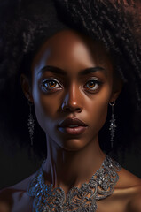 beautiful black girl, portrait, studio photoshoot