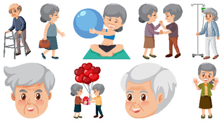 Collection of elderly people icons